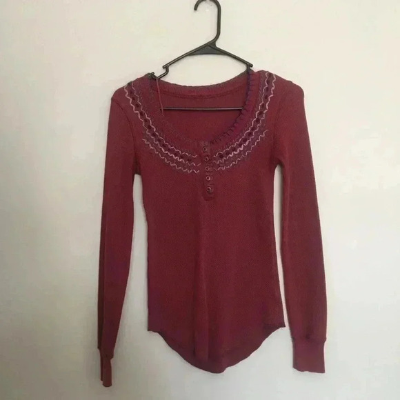Free people we the free embroidered thermal top - Picture 1 of 5